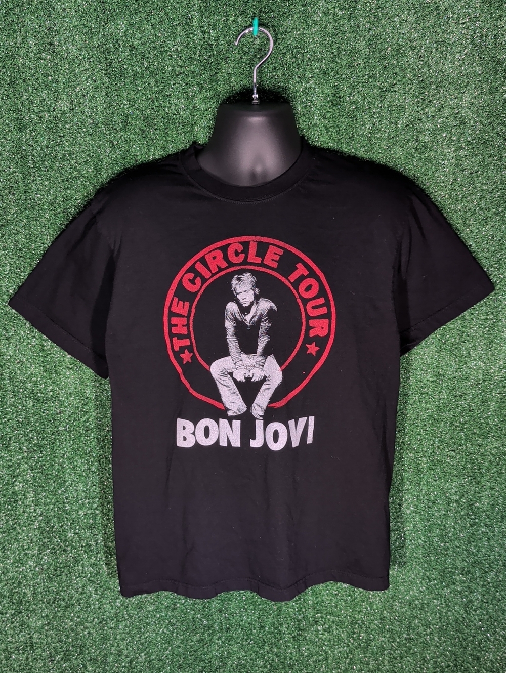 2010 Bon Jovi Rockstar The Circle Tour T Shirt Black Short Sleeve Size L